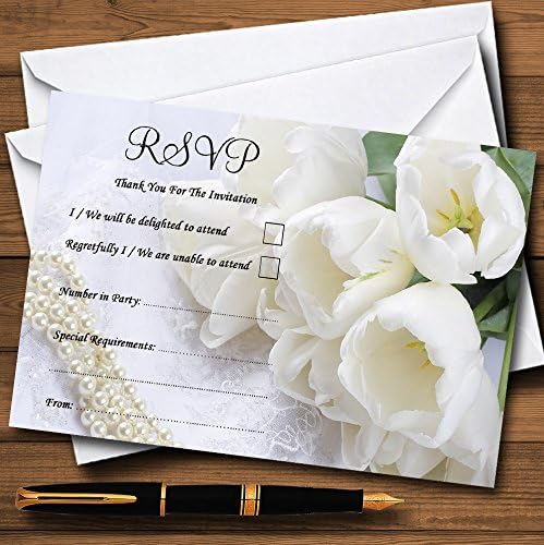 Bijela ruža i romantične čipke personalizirane RSVP kartice