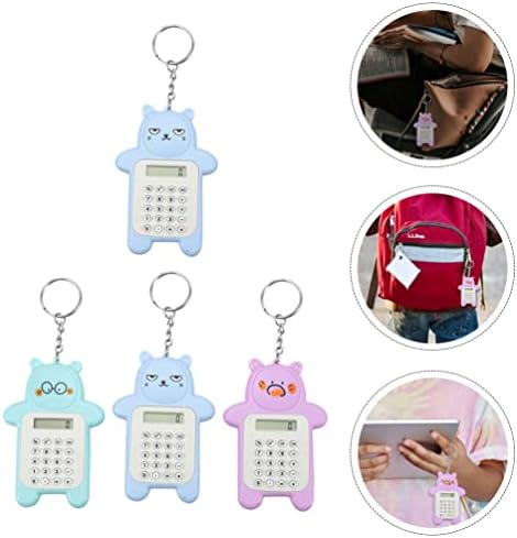 Doitool Animal Kering 4PCS Pocket Calculator Keychain Mini kalkulator Ključ prstena Preporasni elektronički kalkulator Slatki