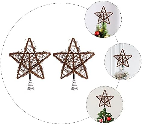 Doitool 2pcs božićna ratana zvijezda s proljetnom potporom xmas drveće topper dekorationchristmas ukras vanjski dekor božićni