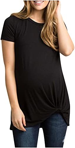 Žene Majčinski vrhovi kratki rukavi Čvrsta trudnoća Top nepravilni rub labave majice majice za dojenje vrhovi