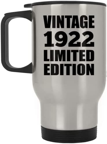 DesignSify 101. rođendan Vintage 1922 Ograničeno izdanje, Silver Putni šalica 14oz od nehrđajućeg čelika Izolirani Tumbler,