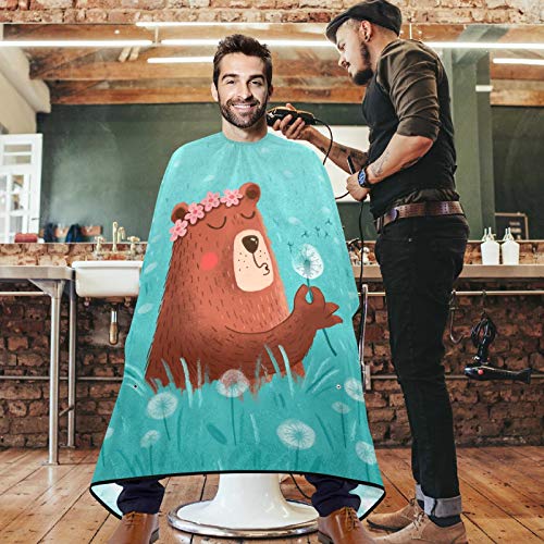visesunny brijač ogrtač smiješni medvjed i pepelac poliester za rezanje kose salon rta rta pregača anti-statička frizura