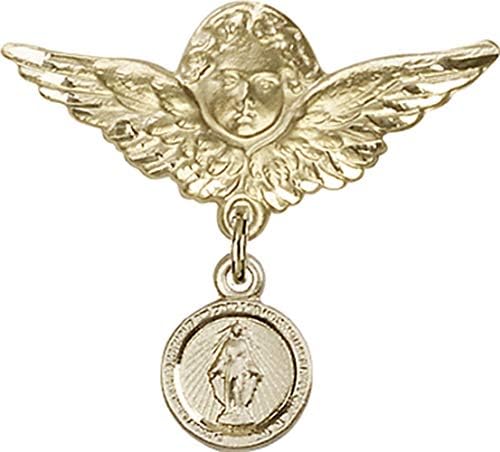 Značka za djecu s čudesnim amuletom i Pribadačom za značku anđeo s krilima / zlatna značka za djecu s čudesnim amuletom i