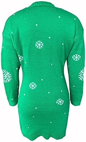 Ženska midi džemper haljina Print božićna haljina dugačak džemper s džemperom za džemper haljina od džempera