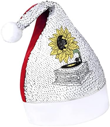 Suncokret fonograf smiješni Božićni šešir sa šljokicama Šeširi Djeda Mraza za muškarce žene Božićni blagdanski ukrasi za