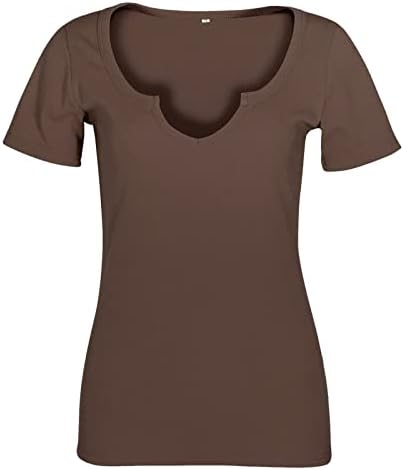 Ženska majica Žene V vrat rebrasti u tijesna majica majica kratkih rukava Osnovni pleteni vrh