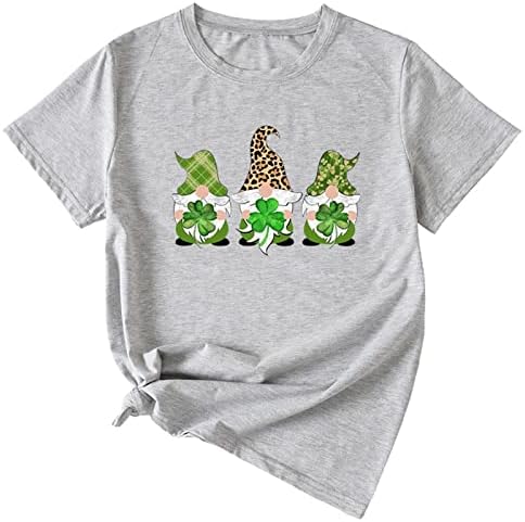 Smiješna košulja svetog Patrika za žene Green Shamrock Grafički kratki rukavi majice za vrat vrat casual vrhovi gnomi majica