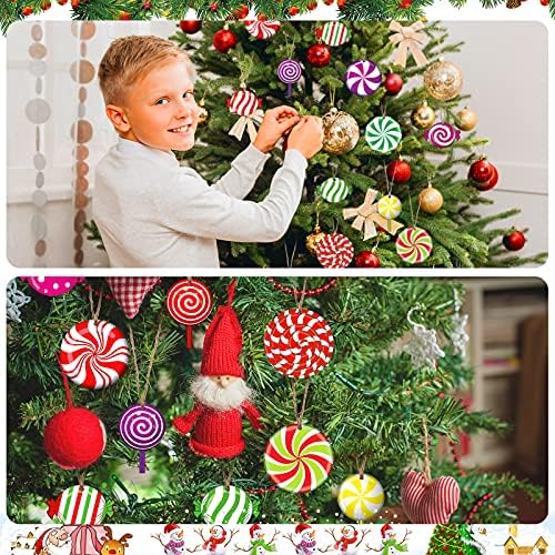 Ukrasi za božićno drvce Postavite peperminta drvene ukrase Šareni bomboni ukrasi okrugli lizalica drvena ukrasi s konopcima