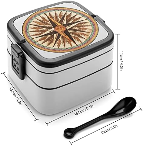 Retro nautički kompas ispis Sve u jednom dvoslojnom bento kutiji za odrasle/djecu kutija za ručak komplet za pripremu obroka