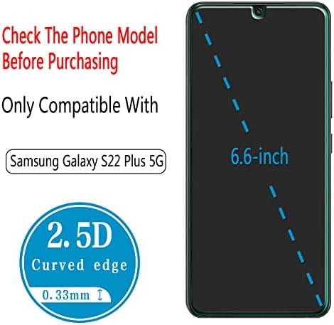 HPTech Dizajniran za Samsung Galaxy S22 Plus 5G 6,6-inčni zaštitna folija za zaslon od kaljenog stakla, podržava otključavanje