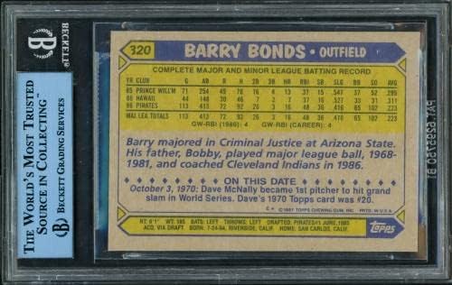 Barry Bonds Autografirano 1987. Topps Rookie Card 320 Pittsburgh Pirates JSA X01241 - Kartice s baseball pločama
