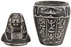 Postavite 4 egipatske umjetnosti male kanupske staklenke sinovi horus sivog kamena s hijeroglifima koji su napravljeni u