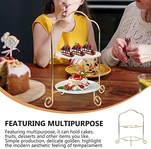 Metalni stalak za tanjure za desert u europskom stilu, dvoslojni stalak za torte s grickalicama, stalak za voćne bombone,