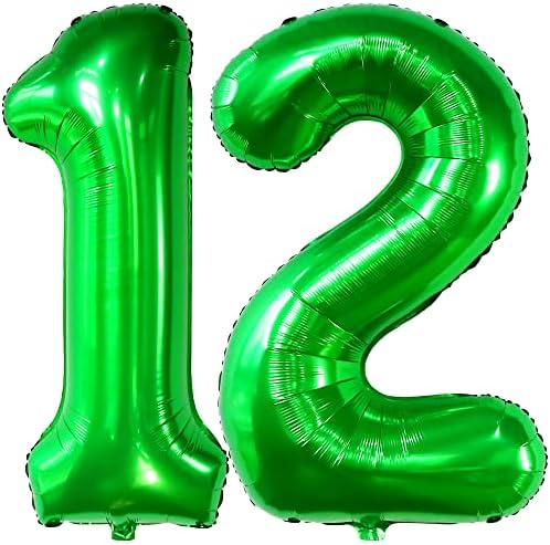 Katchon, tamnozeleni, 12 balona s brojem-40 inča / zeleni baloni s brojem 12 za ukrašavanje 12. rođendana za djevojčice |