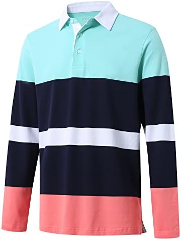 Muške golf polo majice dugih rukava prugasti suho fit casual ovratnik pique polo majice za muškarce