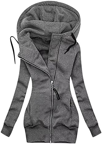 Zip up jakne za žene lagane kapuljače s dugim rukavima casual plus size vučni za sportski trening jakne s džepom