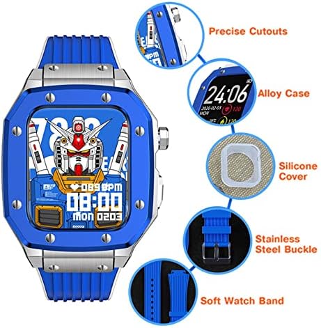 Daseb Alloy Watch remen za Apple Watch Series 7 6 5 4 SE 45 mm 44 mm 42 mm luksuzno metalna guma od nehrđajućeg čelika modifikacija