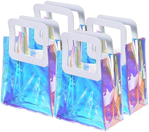 Patikil 20 Pack Holografske poklon vrećice, 7x4x8 inčni Iridescentna vreća za višekratnu upotrebu Clear PVC poklon Mini Tote