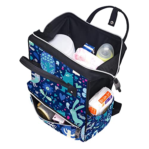 Plava šumska životinjska stabla cvjetni uzorak pelena torbe za torbe mame ruksak veliki kapacitet pelena torbe za njegu putničke