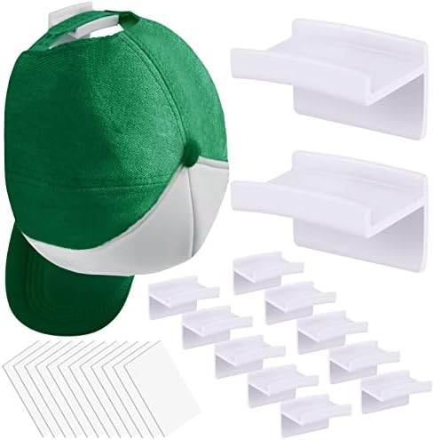 Vješalice za bejzbolske kape, 12 paketa ljepljivih kuka za zidne šešire, organizator držača šešira zakrivljeni dizajn, bez