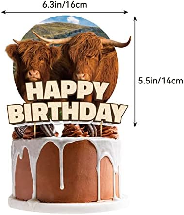 Ukrasi za rođendan visoke planinske krave ukrasi za zabavu visoke stoke uključuju natpis Sretan rođendan Highland kravi,
