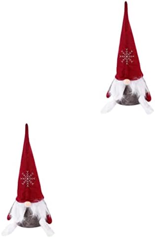 Nolitoy 2 PCS šešir plišani gnome veliki patuljasti Djed Božićnjak Top Claus novi bezlični ukras Zimski ukrasi za Božić Viseći