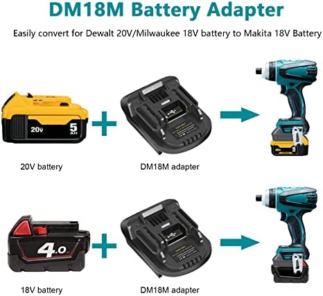 Kunlun DM18M adapter za bateriju za Makita 18V alate Pretvori za Dewalt 20V Battery & Milwaukee M18 18V baterija u Makita