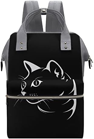 Mačje lice na crnom pelen vrećici ruksak vodootporna mama mama veliki kapacitet ruksak