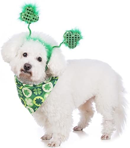 Coomour Dog St. Patrick's Day Kostim za kućne ljubimce Clover traka i štene St. Patrick's Day Bandanas Class Classic Play