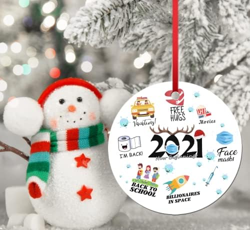 2021. Novi počeci ukras Ukraći za karantene božićni ukrasi 2021 Pandemijski trenuci ukrasi za božićno drvce Mali okrugli