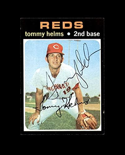 Tommy Helms ručno potpisano 1971. Topps Cincinnati Reds Autogram
