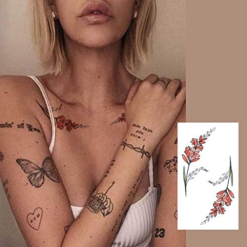 Ooopsiun 28 listova vodootporne privremene tetovaže za žene djevojke i muškarce, cvjetna mačka zec privremena tetovaža slatka