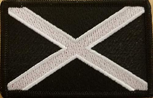 Škotska zastava izvezena zakrpa s učvršćivačem marke Hook & Loop Podrška MC Biker Moral Tactical Shorome Crno -bijela verzija