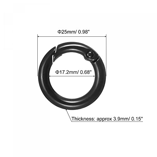 UxCell okrugli proljeće O prstenovi, 25 mm/ 0,98 pucanja kopča za torbe, torbice, kerine, crne, 4pcs