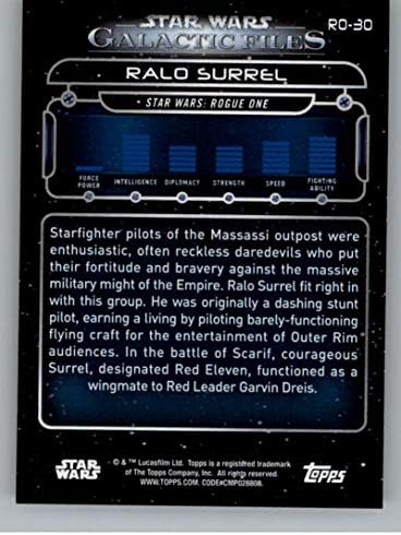 2018. Topps Star Wars Galactic File RO-30 Ralo Surgel Rogue One Službene kartice za trgovanje filmom