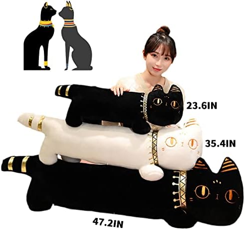 Beiminwai dugi mačji plišani jastuk, sladak i puni Anderson Mačji jastuk za tijelo, duga bijela crna mačka plišana igračka