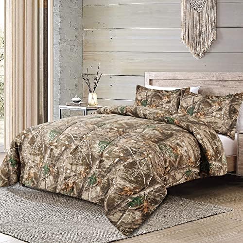 Visi-One RealTree Edge Camo Comforter Set Queen Veličina- 3-komad posteljina set- Šumska šuma Cabin Lodge- Listovi stabla