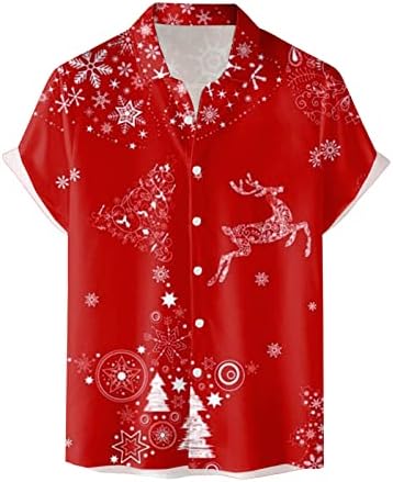 Wybaxz božićne košulje za muškarce muškaraca casual kratki rukav jesen zima božićni 3D tiskani košulje modna gornja bluza