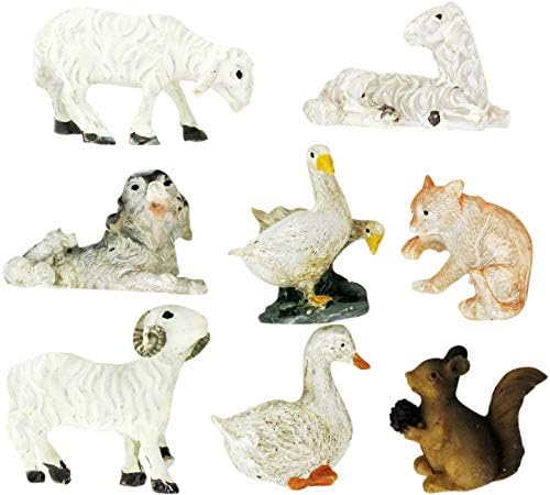 Ferrari & Arrighetti Rođenje scena Scena: Životinjske figurice - guske, pas, mačka, vjeverica, ovca i ovan, ručno oslikana