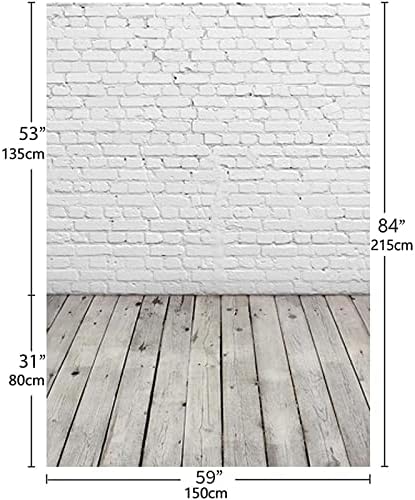 Tkanina 5.77 Stopa bijeli zid od opeke s drvenim podom pozadina za fotografiranje fotografija pozadina za fotografiranje