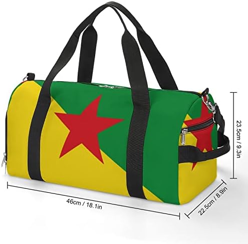 Zastava Francuske Gvajane Uniseks sportska torba za teretanu vodootporne torbe za vježbanje od tkanine Oksford putna sportska