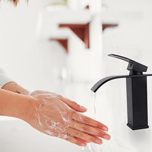 Slavina za kupaonicu SUS201 nehrđajući čelik Crni moderni vodopad slavina sudopera u kupaonici s jednom ručkom