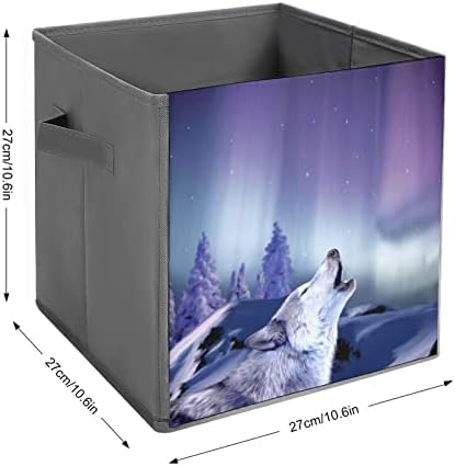 Arktički aurora Wolf platno srušene kante za skladištenje košara košara košara s ručkama za automobil kućnog ureda