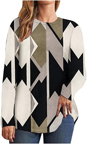 Ženske modne majice Odjetna ležerna trendovska geometrijskih tuničnih vrhova dugih rukava plus size 2022 jesenske dukseve