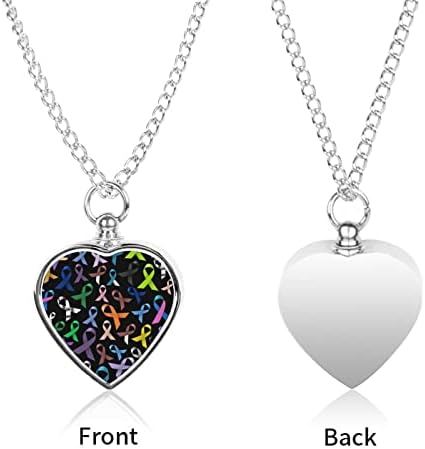 Šarene vrpce za informiranje o raku ogrlica s urnom u obliku srca za kućne ljubimce s otisnutim memorijalnim nakitom privjesak