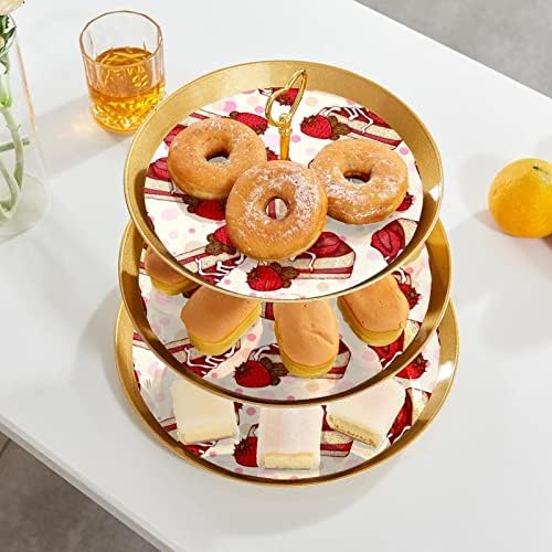Stalak za torte sa šalicom za desert, ukras stola za proslavu vjenčanja, rođendan, uzorak torte od crvene jagode