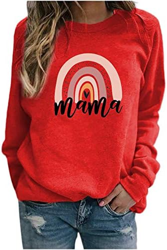 Ženska dukserica mama slovo Rainbow print grafički košulje dugih rukava posada mama mama pulover plus gornja bluza veličine