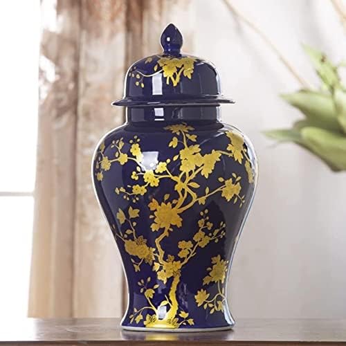 Cnpraz plave keramičke vaze đumbir staklenke sa zlatnim uzorkom za dekor doma, moderni dekoracija sušenog cvjetnih vaza za
