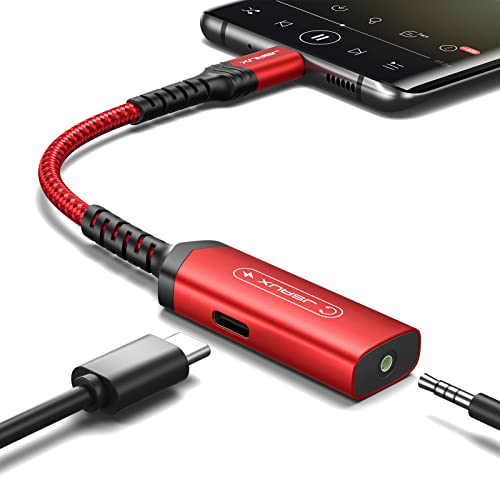 JSAUX USB C do 3,5 mm adapter za slušalice i punjač, ​​2-u-1 USB C do Aux Mic priključka s PD 60W brzo punjenje za stereo,