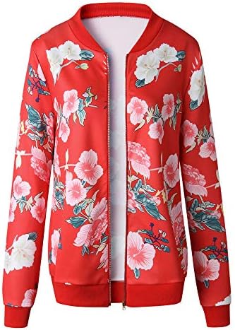 Listha cvjetni bombarderi jakne žene vintage zip up biciklistički kratak kaput + džepovi